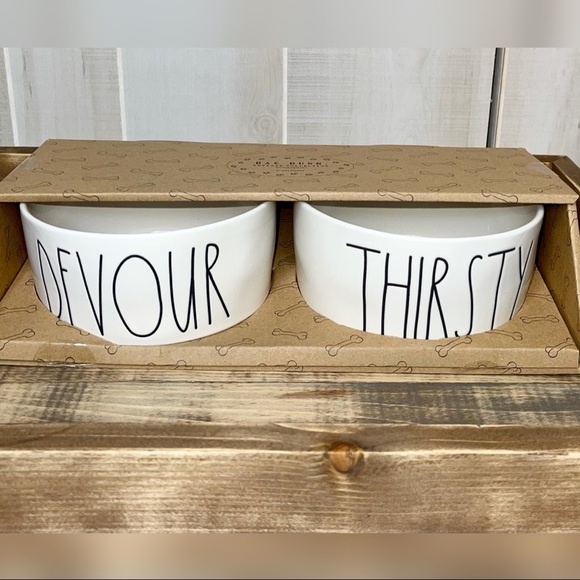 Rae Dunn Other - Rae Dunn Devour Thirsty Set of Two 6” Dog Bowls